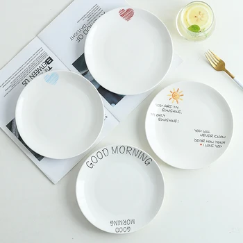 

Popular Dinner Plate Designs on Sale 8 Inch White Porcelain Serving Dishes Platos De Ceramica Tableware Bone China Dish Set