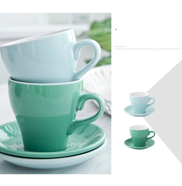 350cc цвет Макарон латте искусство кофейная чашка и блюдце наборы Demitasse Tasse кафе Xicara капучино кофейная кружка Koffie Kopjes чашка