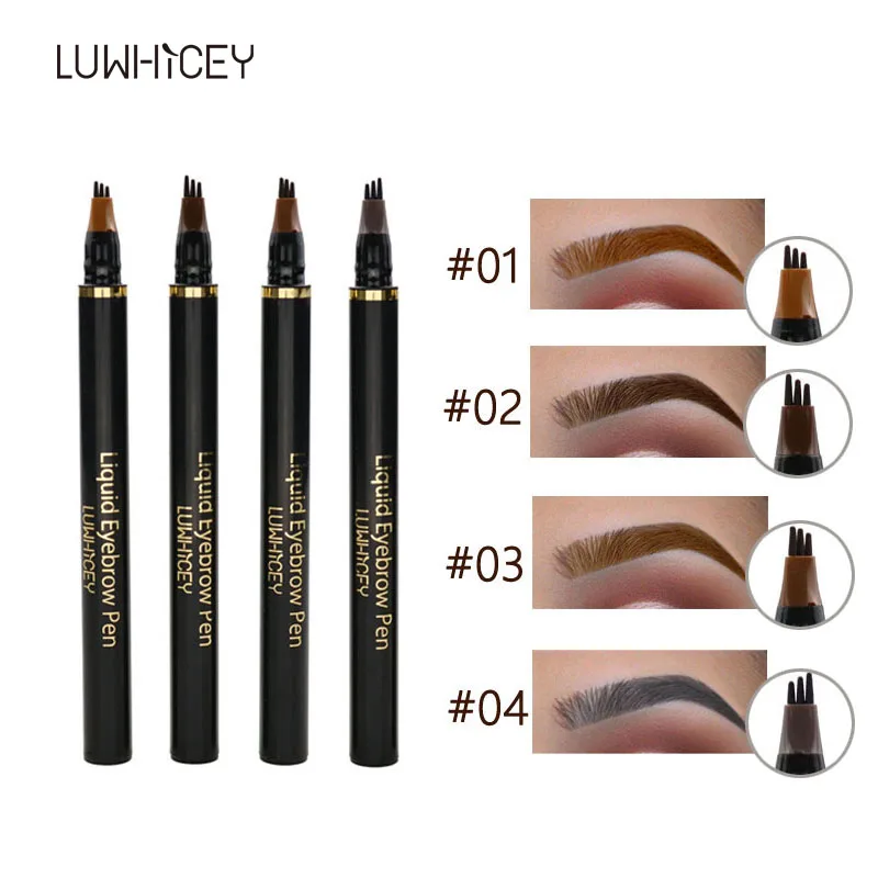 Microblading, ручка для бровей, водостойкая, натуральная вилка, кончик для бровей, карандаш для татуировки, макияж, 4 цвета, для бровей, жидкий, для бровей, ТИНТ
