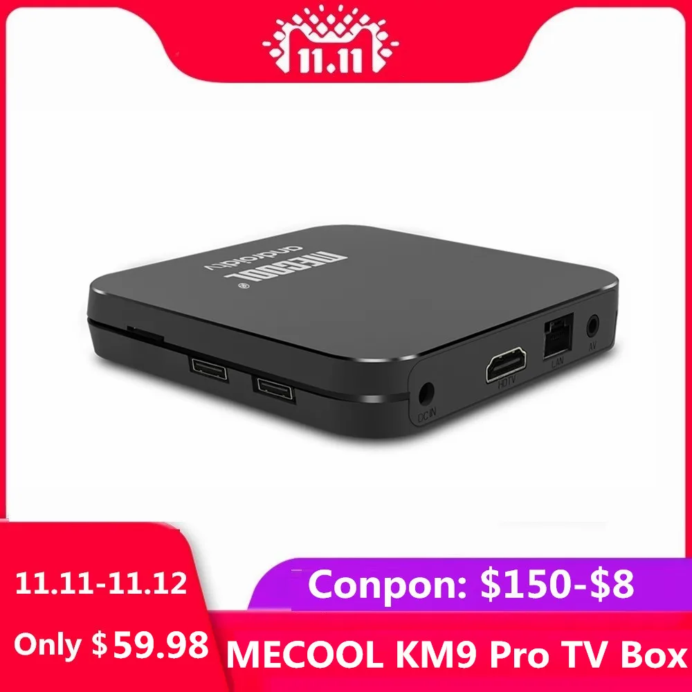 MECOOL KM9 Pro Смарт ТВ приставка Bluetooth 4,1 4G 32G Android 9,0 приставка медиаплеер Amlogic S905X2 5G Wifi с голосовым пультом дистанционного управления