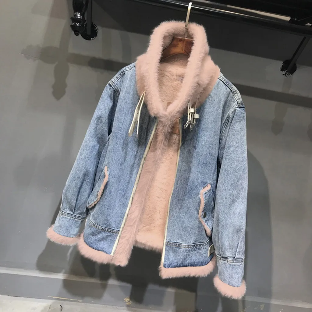 Outerwear Coats Fashion Women Winter Autume Cotton Thick Denim Jacket Windbreaker Coat Outwear Female Warm Jacket Tops M840