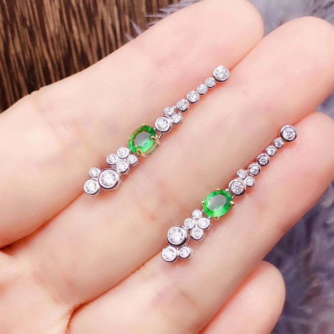 Серьги-капли с натуральным зеленым изумрудом, 925 серебро, серьги с натуральным драгоценным камнем, элегантные круглые кисточки, женские вечерние ювелирные изделия в подарок