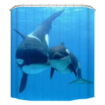 

1PC Creative Blue Whale Pattern Simple Bath Curtain Fashion Waterproof Shower Curtain for Home Bathroom Dormitory (150x180cm)