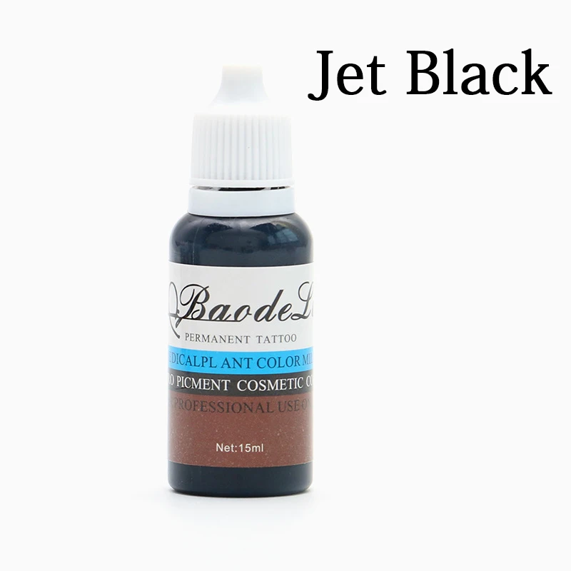 Jet Black Краски для татуажа бровей 15 мл Microblading полу-долговременного тату макияжа живое растение красота бровь, карандаш для глаз, губы пигмент татуировки - Цвет: Jet Black