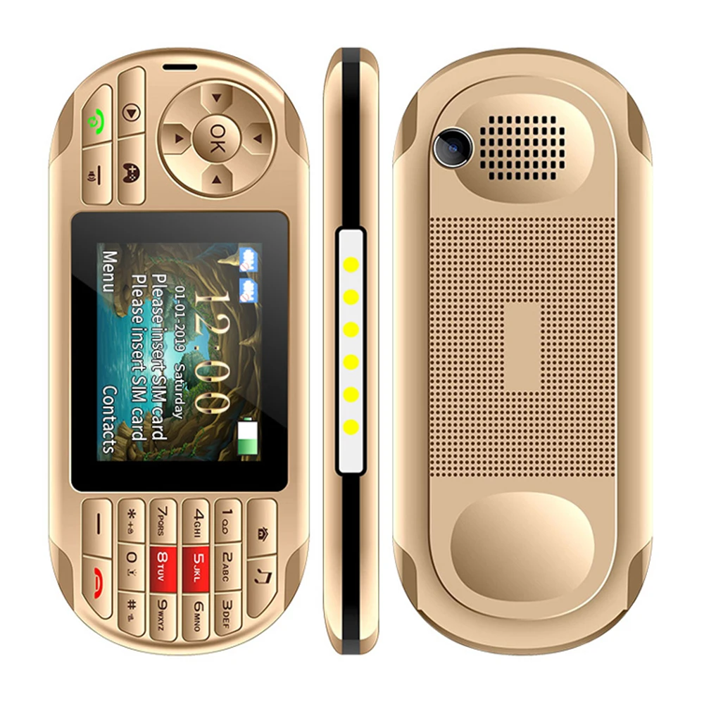 Золотой UNIWA GP001 игровой телефон Встроенный 400 игр 2,8 ''экран 2500 мАч Dual SIM SC6531E процессор супер динамик-фонарик мобильный телефон - Цвет: Золотой