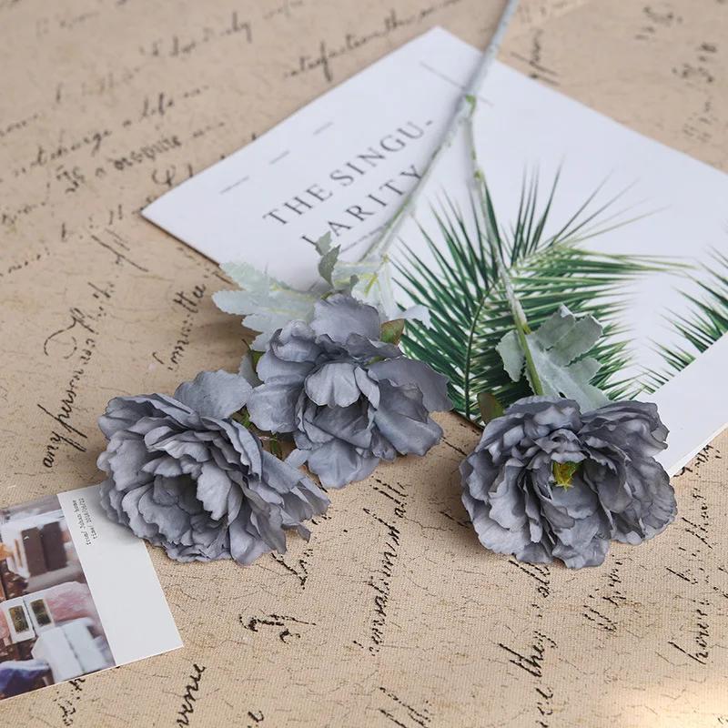 

10Pcs/lot Simulation 3 Heads Peony Silk Flower Fall Decorations for Home Wedding Arch Road Guide Artificial Flowers Wreath Lotus