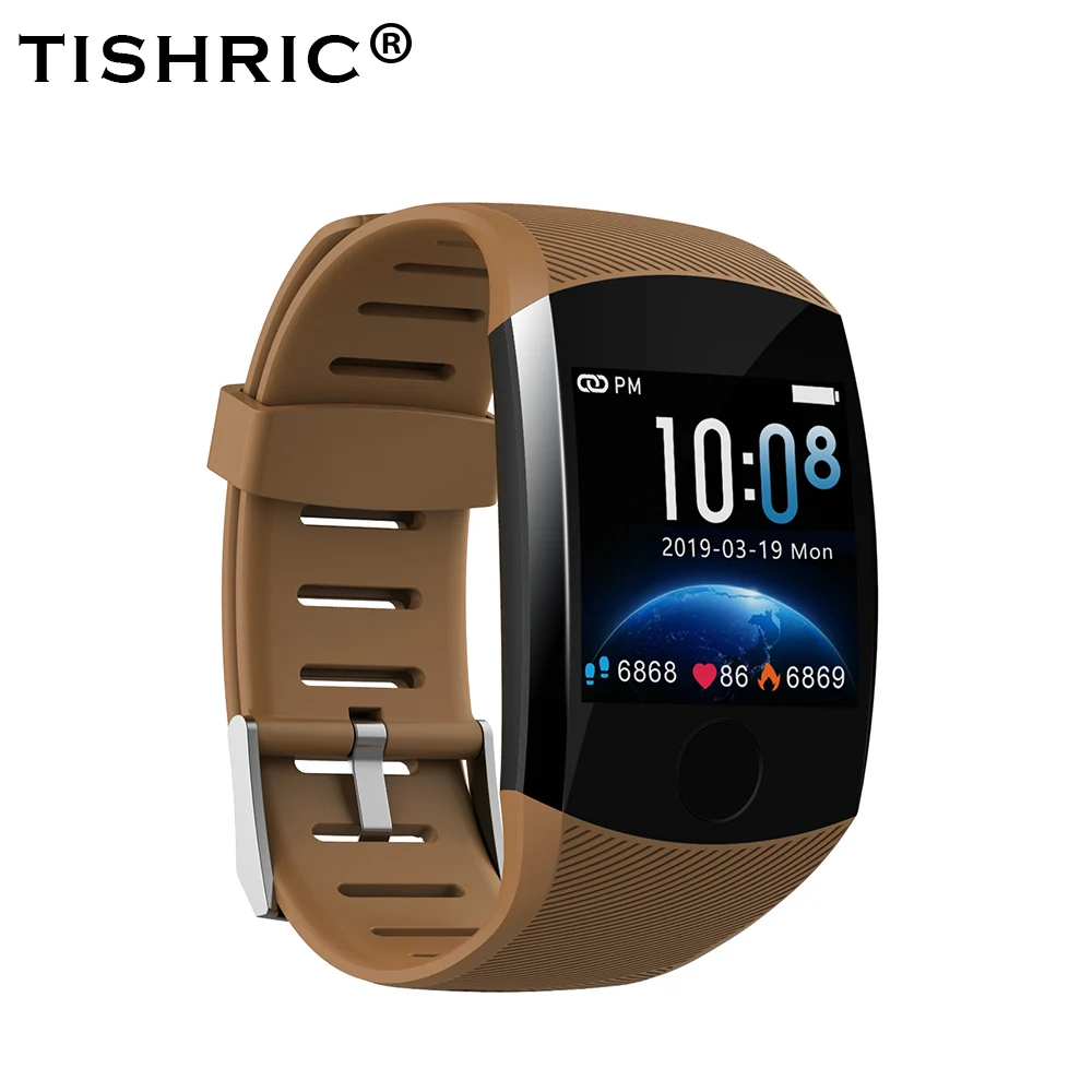 TISHRIC Q11 Смарт-часы спортивные фитнес-браслет с Bluetooth Android водонепроницаемый Whatsapp Smartwatch монитор сердечного ритма большой экран - Цвет: Coffee