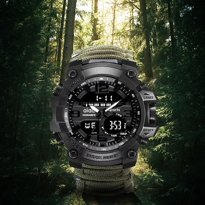 

Men Digital Watches Sports Clock Climbing Hiking Wristwatch Montre Homme Compass outdoor survival multi-function men's watch