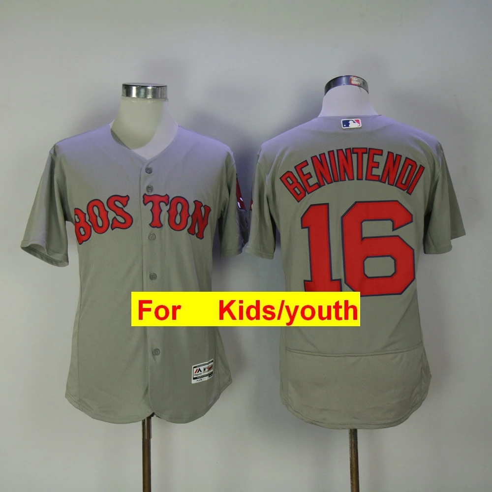 Youth Boston Mookie Betts Xander Bogaerts J.D. Martinez Andrew Benintendi Chris Sale Jackie Bradley Flex& Cool Base Jersey - Цвет: Серебристый