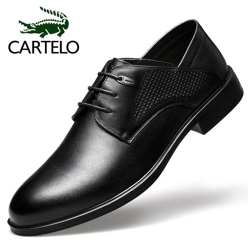 

CARTELO MEN'S SHOES Business Formal Wear Leather Shoes Men's England Casual Lace-up Leather Shoes Soft Bottom Shoe Youth Wedding