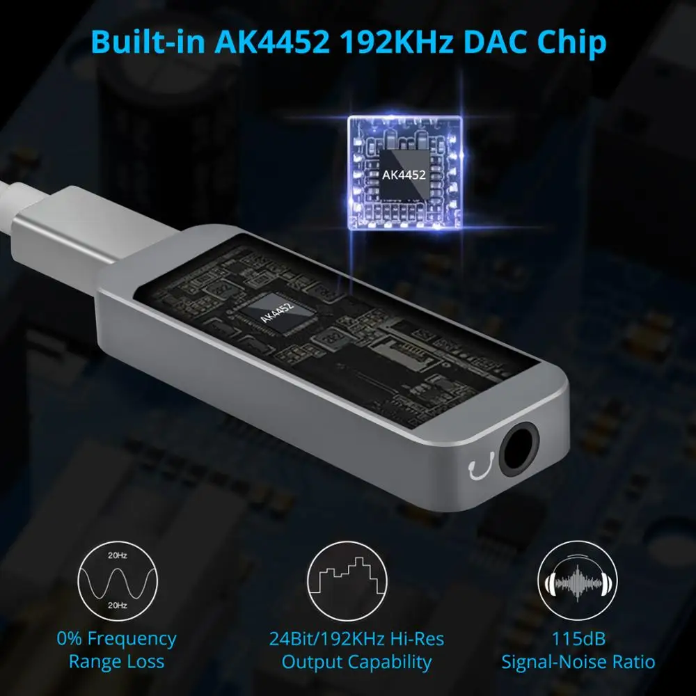 eSYNiC 2 Pcs 192kHz USB C DAC Headphone Amplifier Mini DAC Converter USB C Type C to 3 5mm Audio Jack Adapter for iphone Android