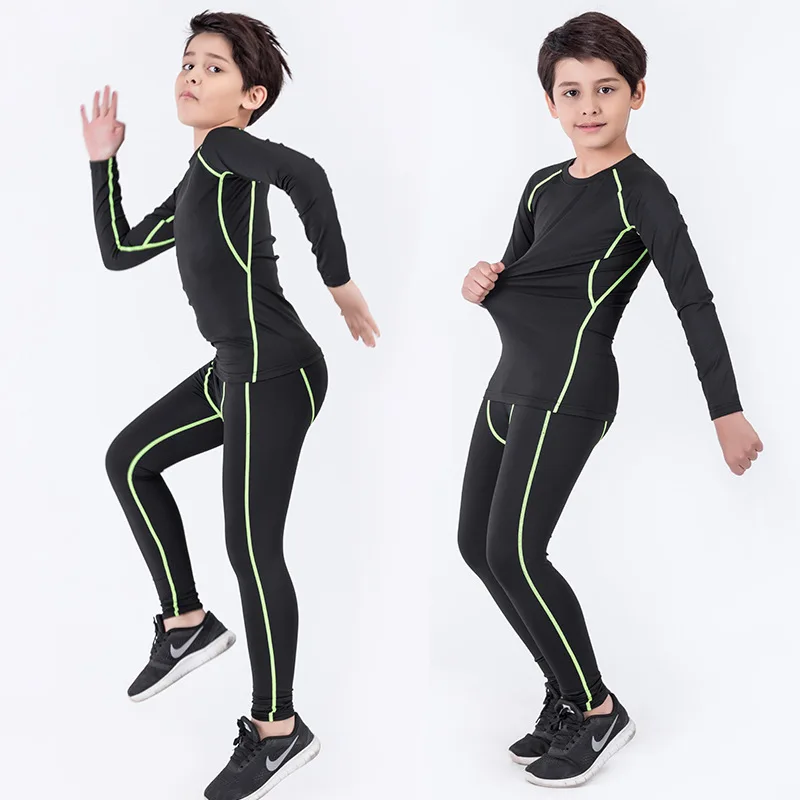 Children Mma Compression Sport Suit 4 Piece Set Boy Kids Sports Running Suit Rashguard bjj Training Football Gym Tights Clothing