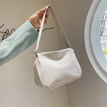 

Fashion Underarm Package Solid Color Soft Leather Women Shoulder Bags Handbags Female Classic Elegant Shoulder Handbags