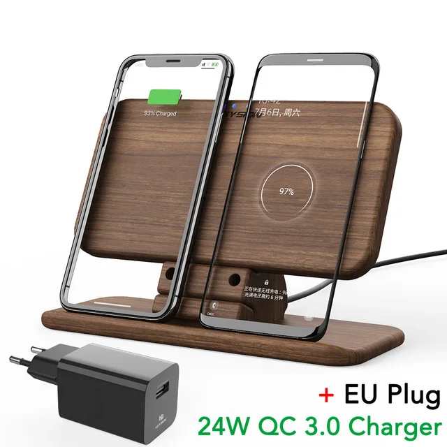 EU Plug Set-2 KEYSION 5 катушек двойной беспроводной зарядное устройство подставка для IPhone 11 Pro XR XS Max Qi быстрая Беспроводная зарядная подставка для samsung S10 Plus S9 S8 - Тип штекера: EU Plug Set-2