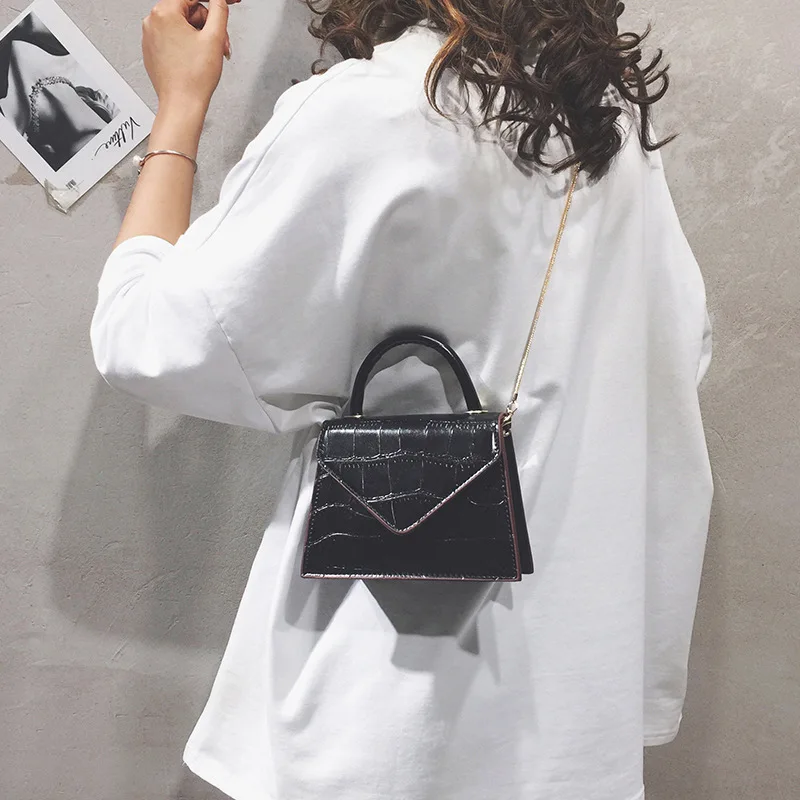 

INS Wind Origional Square Sling Bag Bags2019 Autumn New Products Korean-style Cool Crocodile Pattern Chain Mini Small Bag