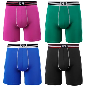 

FR Men's Compression Boxer Sport Long Leg Underwear 4-Pack