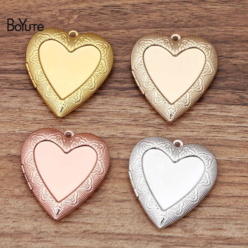 BoYuTe (4 Pieces/Lot) 40*41*8MM Metal Brass Heart Locket Blank Photo Pendant Base Factory Direct Wholesale | Украшения и