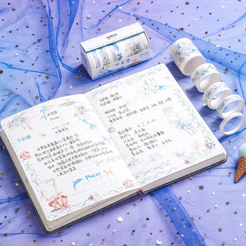 5 шт./компл. Творческий 12 Созвездие серии лента Washi Kawaii для художественного оформления ногтей, ручная работа для Скрапбукинг малярный скотч для детей