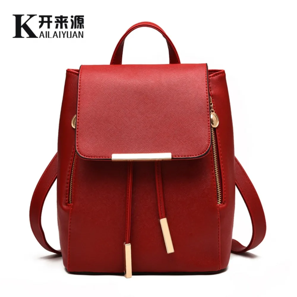 Женский рюкзак из натуральной кожи корейский студенческий Модный повседневный рюкзак сумка на плечо - Цвет: Бургундия