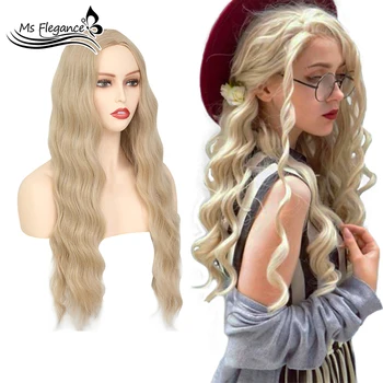 

MS FLEGANCE 24in Long Water Wave Women Wigs Blonde Black Dark Blue Heat Resistant Synthetic Wigs for Women African American