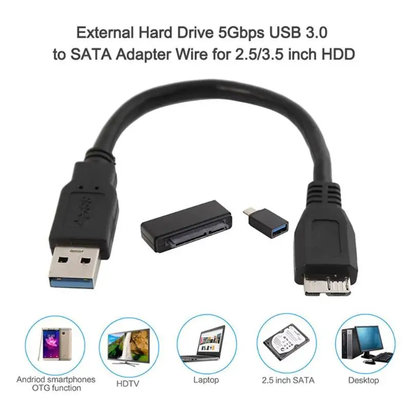 USB 3,0 для SATA Кабель-адаптер внешний жесткий диск 5 Гбит/с провод для 2,5/3,5 дюймов HDD для Win 108,1/ME/2000/XP/VISTA/win7