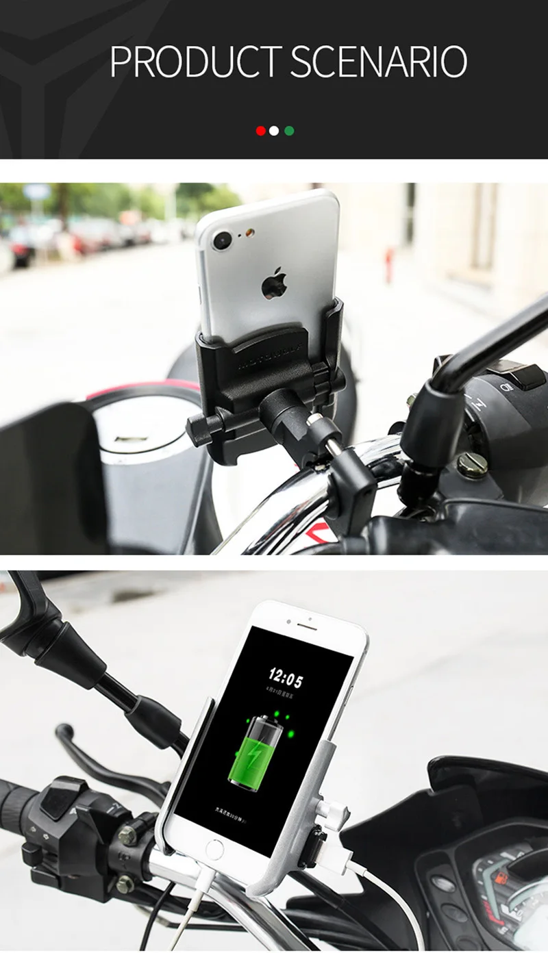 Vmonv обновленный универсальный металлический заряжаемый мотоциклетный держатель для сотового телефона с подставкой поддержка мобильного зеркало заднего вида для велосипеда держатель Moto