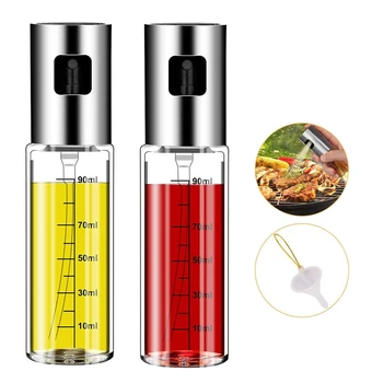 

Oil Sprayer for Cooking,Oil and Vinegar Dispenser Set with Glass Bottle and Stainless Steel,Air Fryer,BBQ,Making Salad,Baking, 3