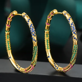 

GODKI Jimbora Charm Circel Gold Earrings Full Colorful Cubic Zirconia Bridal Wedding Women Girl Daily Fashion New Jewelry 2020