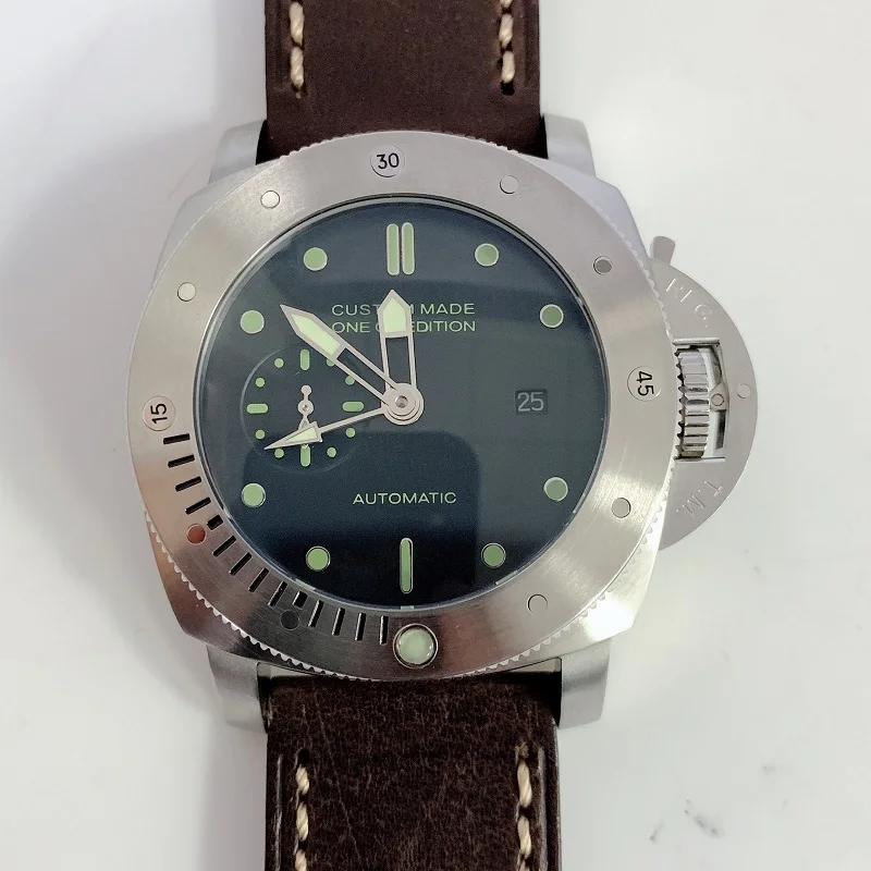 

parnis 47mm GMT Leather Strap Sea gull Movement Automatic Mechanical Watch Stainless Steel Case Water Proof Military
