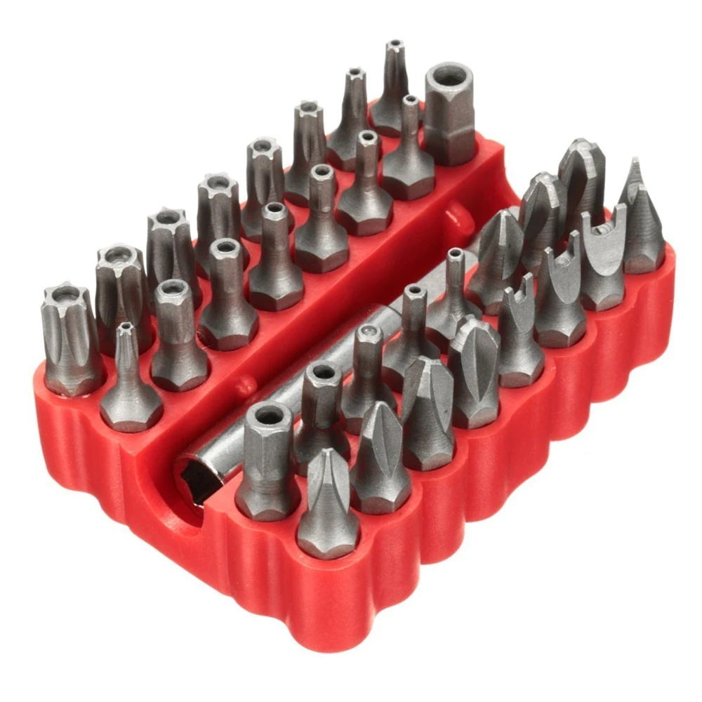 

33pcs Tamper Proof CRV6150 Torx Hex Star Bit Set with Magnetic Holder for Drills Screwdriver Nutdrivers Tools with Storage Case