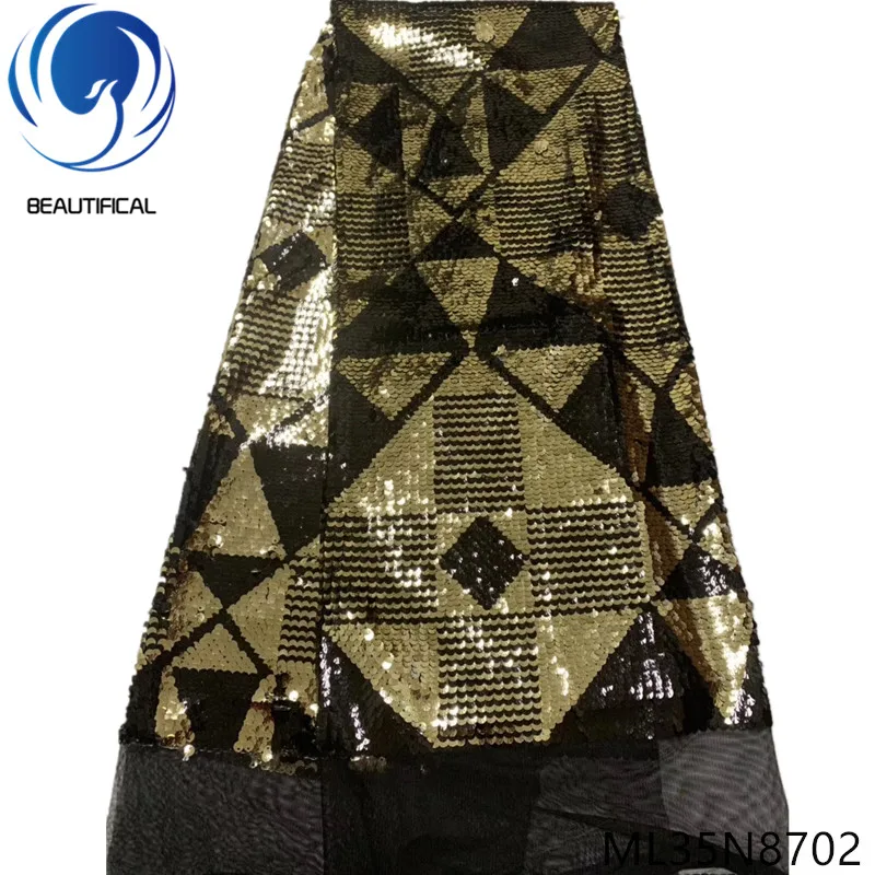 

BEAUTIFICAL african lace fabrics High quality lot sequine tulle mesh lace fabric for women 5yards net lace fabric ML35N87