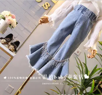 

2020 new girls denim flare pants fashion spring girls jean pants 3-8t C722