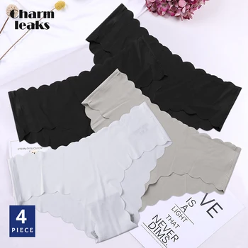

Charmleaks Women's Underwear Seamless Panties Pack of 4 Briefs Solid Tanga Soft Basic Bottom