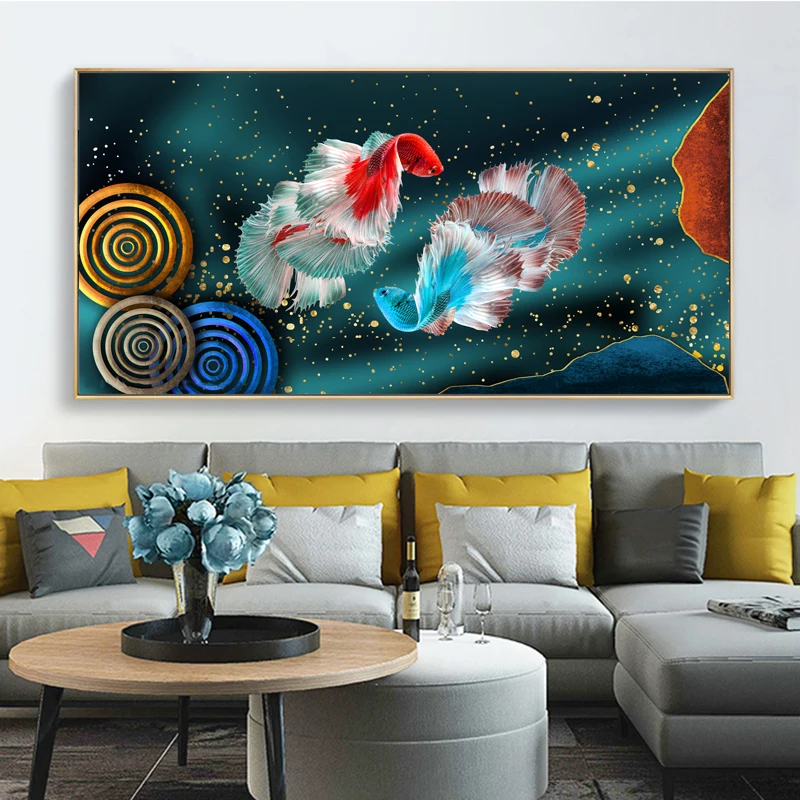 RELIABLI ART Koi Fish фэн шуй карп лотос пруд Картина на холсте настенное искусство для