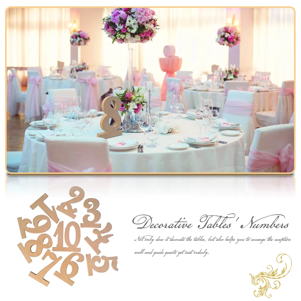 

1-10 Wooden Table Number with Base Table Figure Number Holder Wedding Table Decoration For Reception Wooden Wedding Supplies
