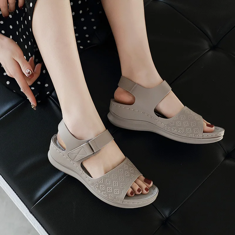 Sandalias romanas de cuña para mujer, zapatos informales de cuña a la moda,  de 5cm, para verano, 2020|Sandalias de mujer| - AliExpress