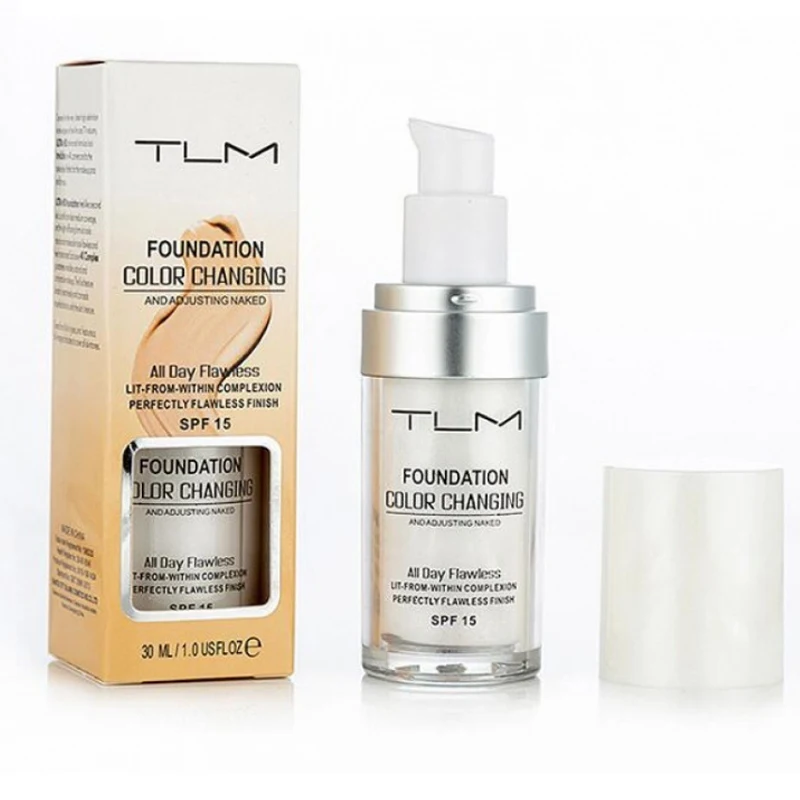 

TLM 30ML Magic Color Changing Liquid Foundation Makeup Base Nude Face Cover Concealer Long Lasting Makeup Skin Tone Foundation