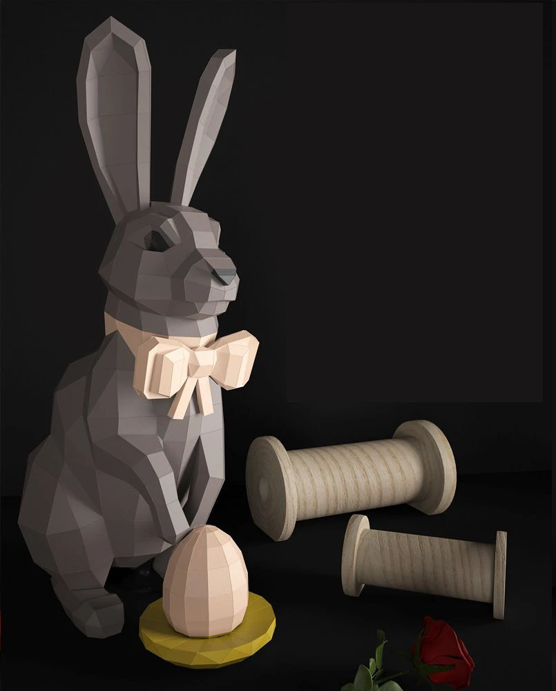 Милый кролик лук Бумага 3D DIY материал ручной творческий домашний декор реквизит#2630 ручная работа милые геометрические головоломки
