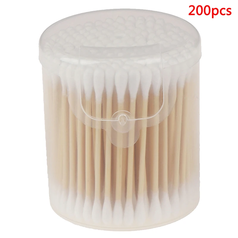 200pcs 150/200/300pcs Double Head Cotton Swab Women Makeup Cotton Buds Tip For Medical Wood Sticks Nose Ears Cleaning Health Care Tools - Color: 200pcs