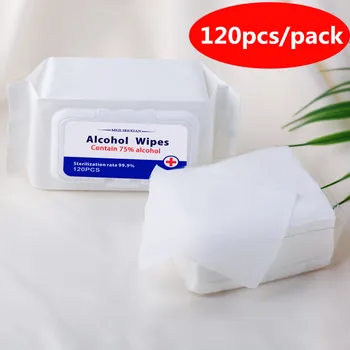 

120pcs/pack Alcohol Wet Wipes Antibacterial Wet Towel Sterilized Cleaning Tissue Pads 75% Alcohol Disinfectant Wipes