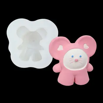 

3D Cartoon Mouse Shape Key Chain Silicone Mold Epoxy Resin Mold Mouse Rabbit Pendant Mold Resin Jewelry Making Tools