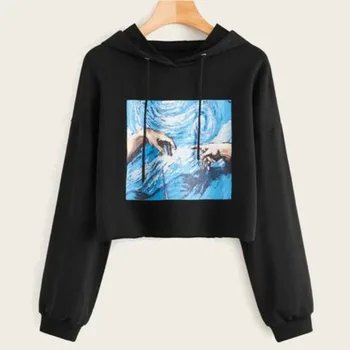 

Women's Print Sweatshirts Long Sleeve Hoodie Sweatshirt Jumper Crop Top Casual Pullover Tops