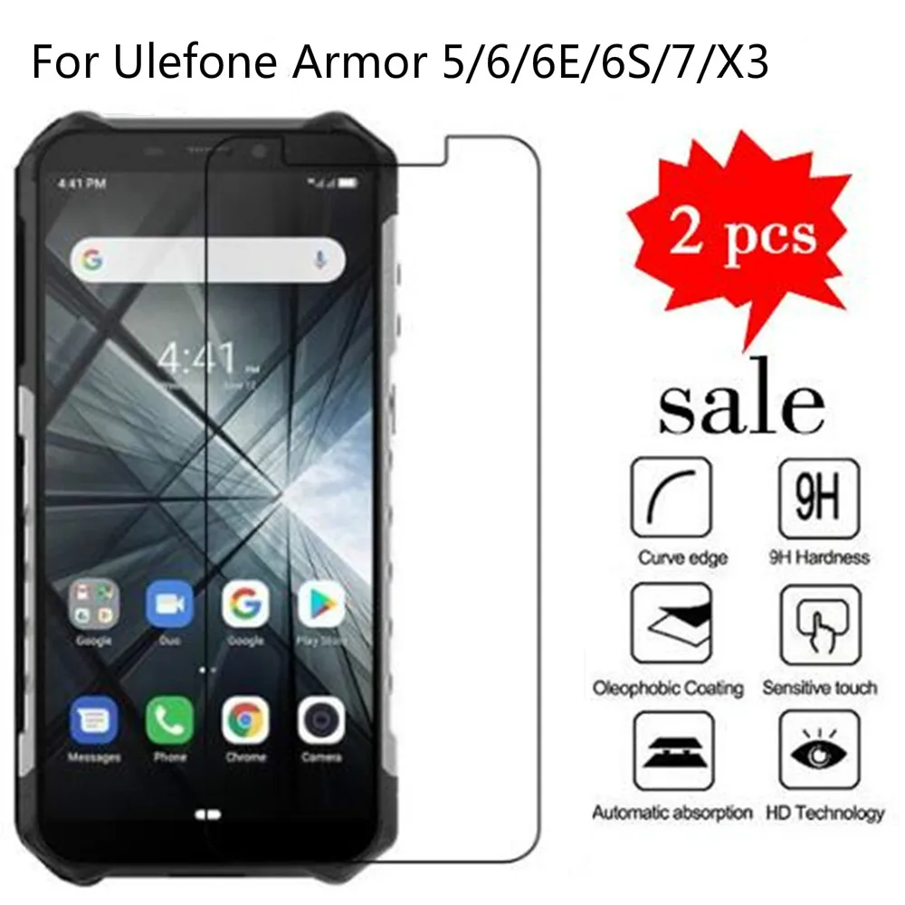 2 шт. закаленное стекло для Ulefone Armor 5 6 6E 6S 7 X3 защита экрана 2.5D 9H защитная пленка |