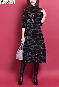 

Boollili Plus Size Dress 2020 Wool Knitted Dress Vestido Casual Autumn Women's Dresses Grey Womens Clothing Winter Dresses