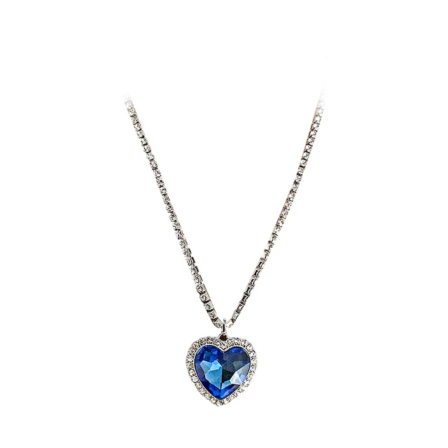 Big Crystal Heart Pendant Necklace For Women Full Rhinestone Necklace 5