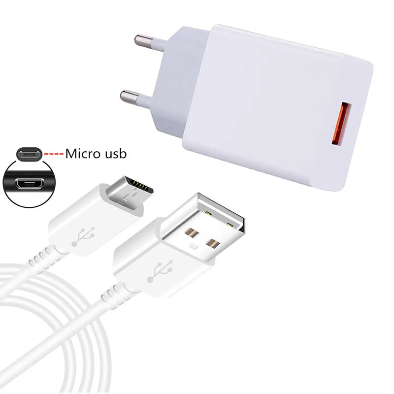 Для samsung A6 A7 A30s A50s huawei Y5 Y9 Honor 9 20 9X 8X адаптер для мобильного телефона Micro usb type C зарядный кабель настенное зарядное устройство - Тип штекера: Charger Micro Cable