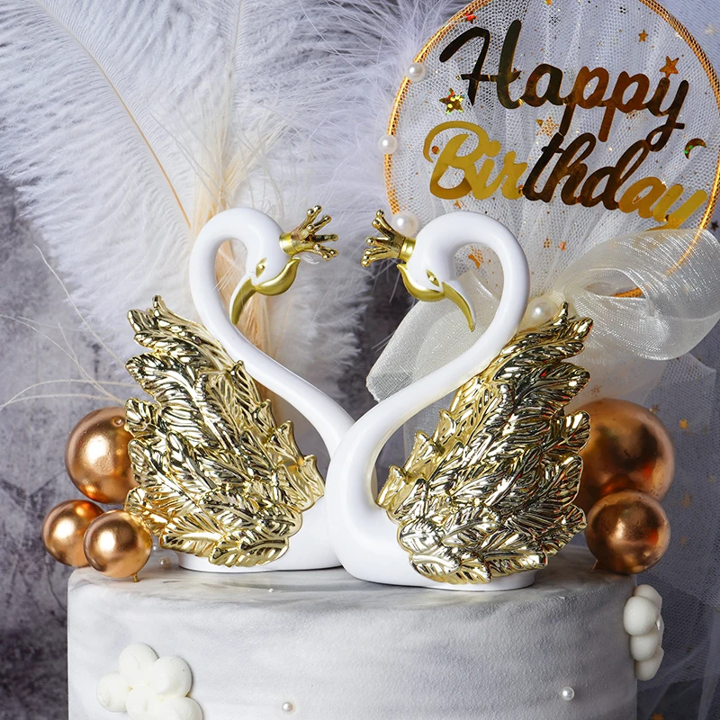 

Wedding Valentine's Day Cake Decoration Plastic Crown Gold Silver Swan Flamingo Decoration Birthday Party Dress Up Supplies