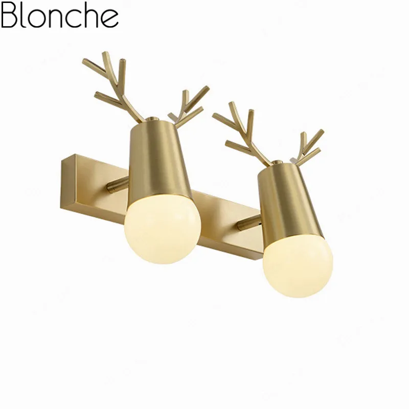 Modern Gold Antlers Wall Lamp 180°Rotatable Wall Sconces for Bedroom Bathroom Mirror Light Nordic Style Led Wall Lights Fixtures