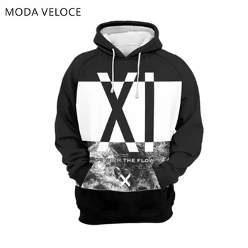 

MODAVELOCE Capitals Hoodie Polyester With Wool Sweatshirts For Men xxxl Anime's Black And White Sweatshirt Men