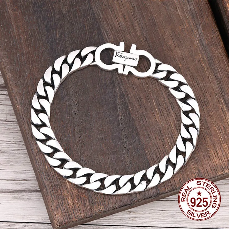 

925 sterling silver bracelet simple whip styling net red personality retro jewelry Valentine's gift 2019 hot new